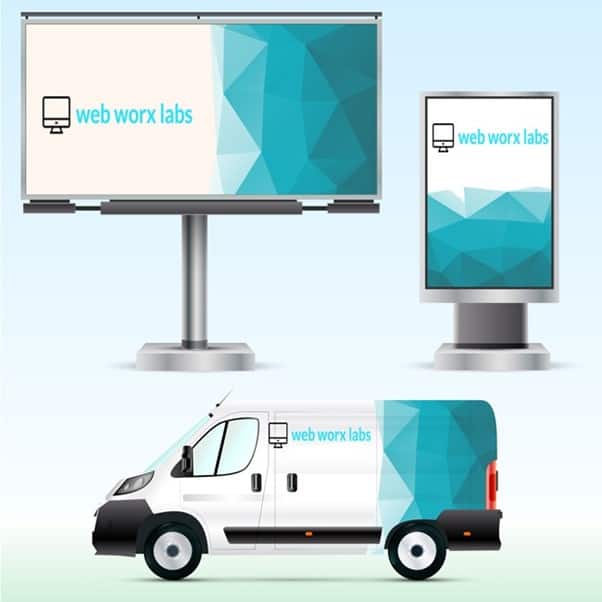 Billboard advertising - webworxlabs mockup of billboards at work when showing types of advertising