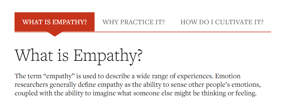 Show Empathy - Description of Empathy from Greater Good Magazine snippet.
